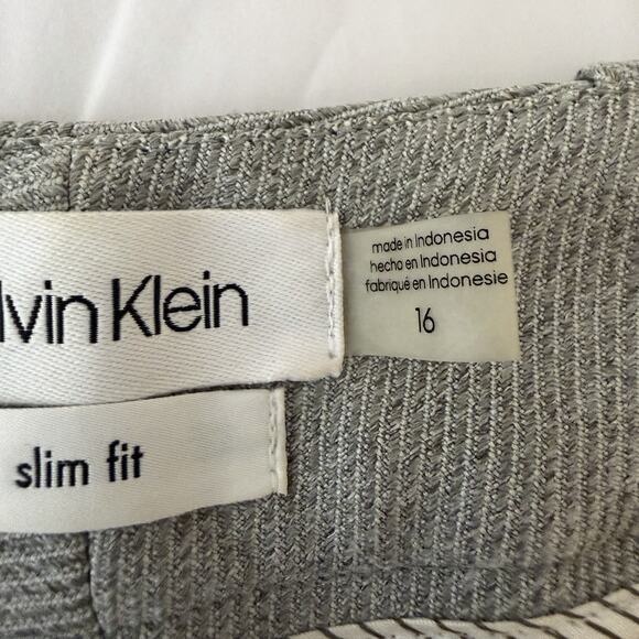 Calvin Klein Slim Fit Gray Dress Pants Slacks Trousers Size 16 Textured Stretch - Picture 4 of 8
